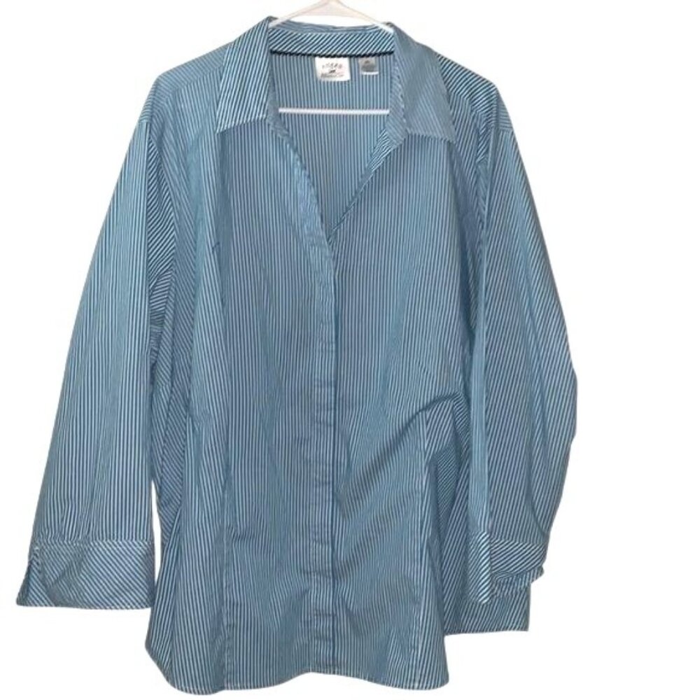 Riders By Lee Womens 4X Long Sleeve Striped Button-Up Shirt